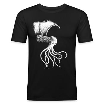Cthulhu - T-shirt près du corps Homme - noir - Devant - Nik (191cm)