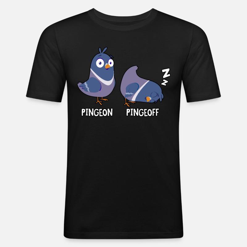 Pingeon Pingeoff - Männer Slim Fit T-Shirt - Schwarz