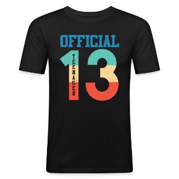 Official Teenager 13th Birthday Gift Vintage - Men's Slim Fit T-Shirt - black - Front - Nik (191cm)