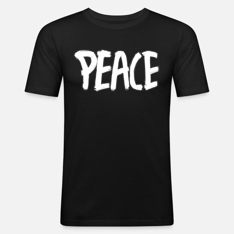 PEACE FRIEDE FRIEDEN - Männer Slim Fit T-Shirt - Schwarz