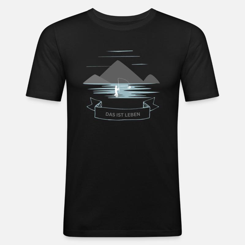 Fischen Das ist Leben - Männer Slim Fit T-Shirt - Schwarz
