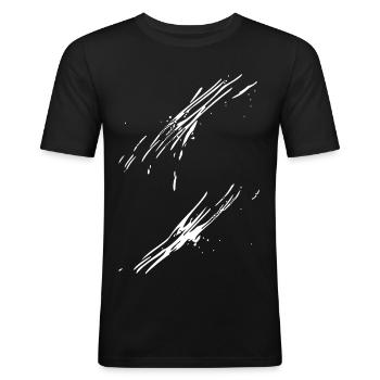 Schwarzweiß Pinselstrich Design - Männer Slim Fit T-Shirt - Schwarz - Vorne - Nik (191cm)