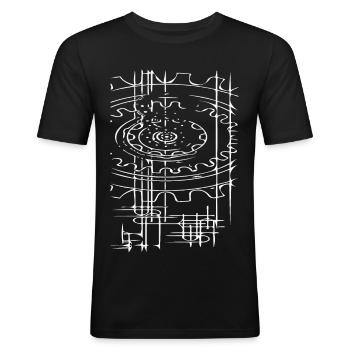 Zahnräder - Männer Slim Fit T-Shirt - Schwarz - Vorne - Nik (191cm)