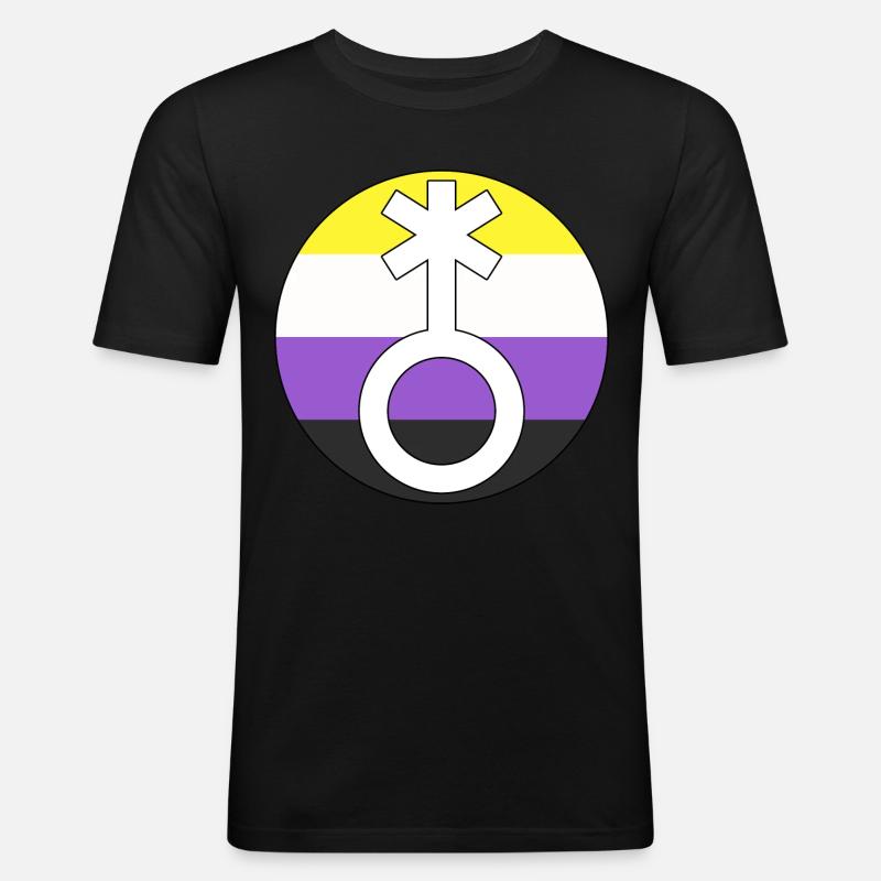 Symbol Nonbinary Non-Binary Nonbinary Gender - Men's Slim Fit T-Shirt - black