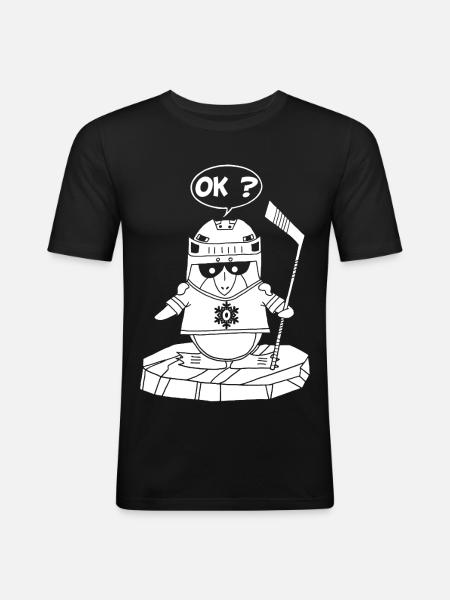 Weißer Sportpinguin - Männer Slim Fit T-Shirt - Schwarz