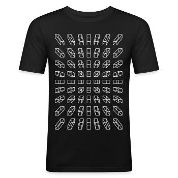 Hypno Balken: Pixel, Illusion & Retro - Männer Slim Fit T-Shirt - Schwarz - Vorne - Nik (191cm)