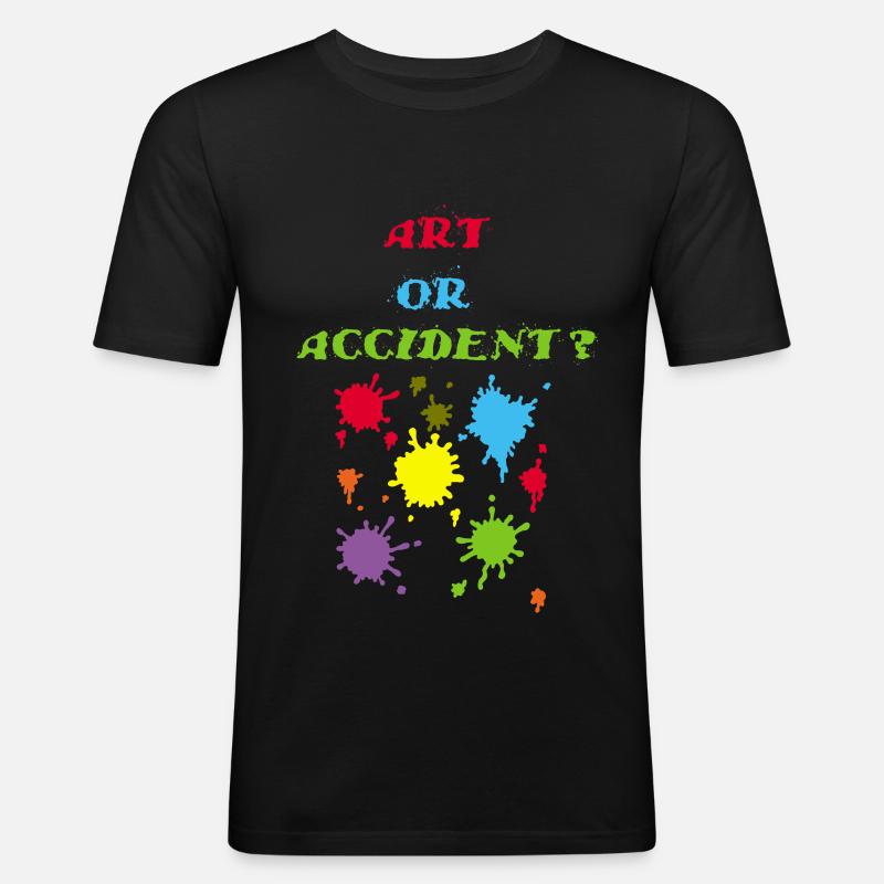 Kunst oder Unfall? - Männer Slim Fit T-Shirt - Schwarz