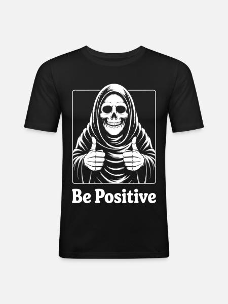Be Positive Skeleton Motif - Men's Slim Fit T-Shirt - black