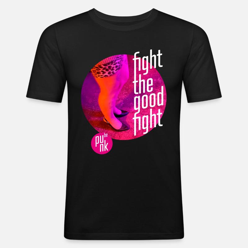 ThinkBick_Fight_the_good_fight_2026_4 - Männer Slim Fit T-Shirt - Schwarz
