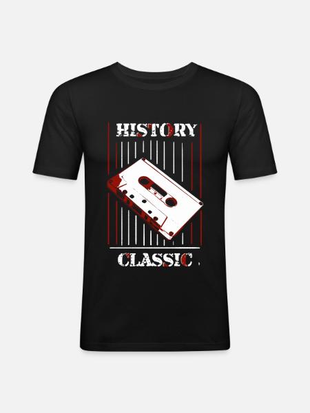 Geschichte & Klassiker: Retro-Kassette - Männer Slim Fit T-Shirt - Schwarz