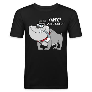 Kapfe? Welfe Kapfe? - Männer Slim Fit T-Shirt - Schwarz - Vorne - Nik (191cm)
