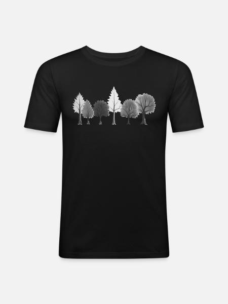 Forest Trees Black & White - Men's Slim Fit T-Shirt - black