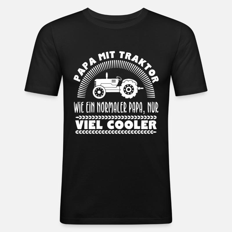 Papa mit Traktor - Männer Slim Fit T-Shirt - Schwarz