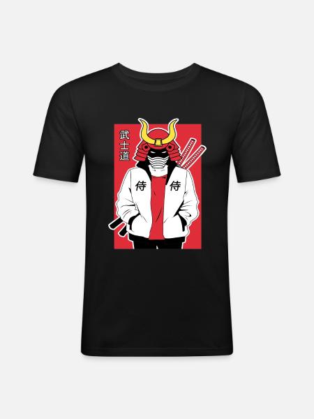 Samurai Warrior Anime - T-shirt près du corps Homme - noir