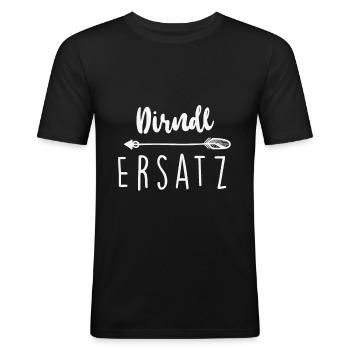 Mei Dirndl is in da Wäsch Dirndl Ersatz & - Männer Slim Fit T-Shirt - Schwarz - Vorne - Nik (191cm)