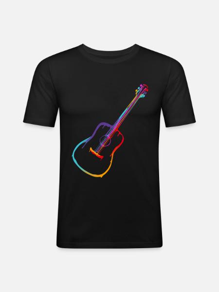 Gradient Acoustic Guitar - Men's Slim Fit T-Shirt - black