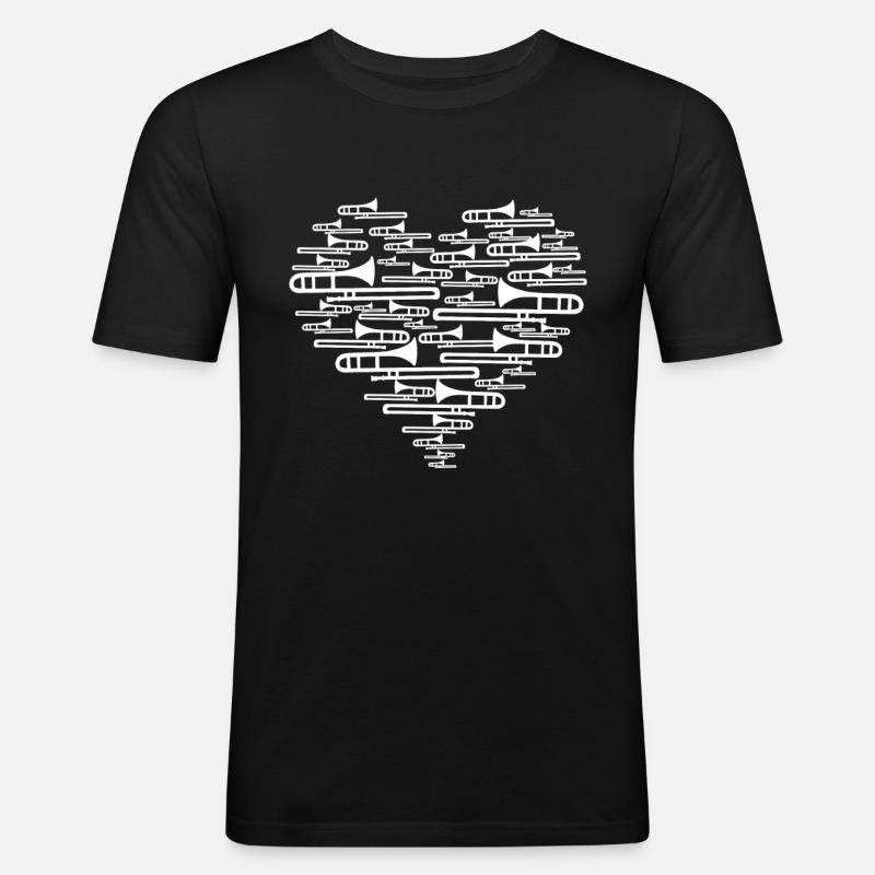 Posaune - Männer Slim Fit T-Shirt - Schwarz