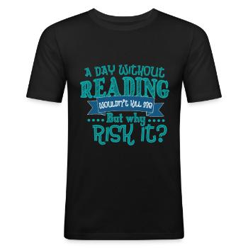 lire - T-shirt près du corps Homme - noir - Devant - Nik (191cm)