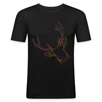 Hirsch - Männer Slim Fit T-Shirt - Schwarz - Vorne - Nik (191cm)