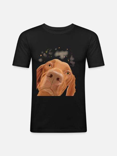 Curious Hungarian Vizsla Dog - Men's Slim Fit T-Shirt - black