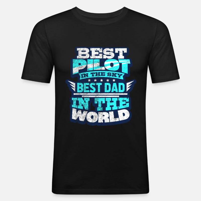 Pilot Papa - Männer Slim Fit T-Shirt - Schwarz