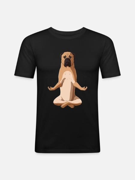 Chien de bullmaste méditant - T-shirt près du corps Homme - noir