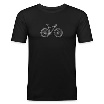 Mountainbike - one line drawing - Männer Slim Fit T-Shirt - Schwarz - Vorne - Nik (191cm)