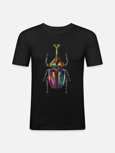 Farbiger Nashornkäfer - Männer Slim Fit T-Shirt - Schwarz