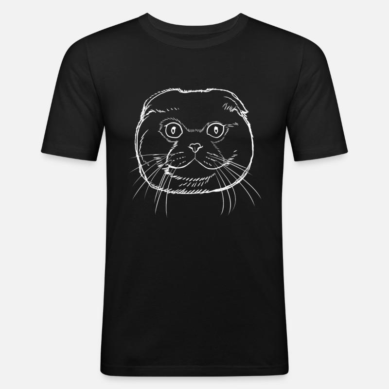 Scottish Fold Katze - Männer Slim Fit T-Shirt - Schwarz