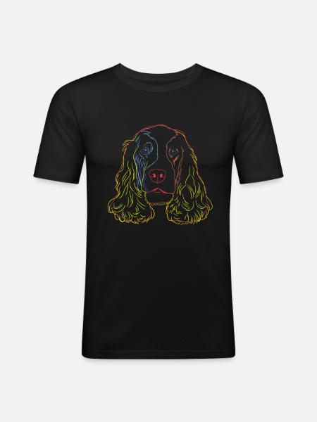 English Cocker Spaniel Dog strokes - Men's Slim Fit T-Shirt - black