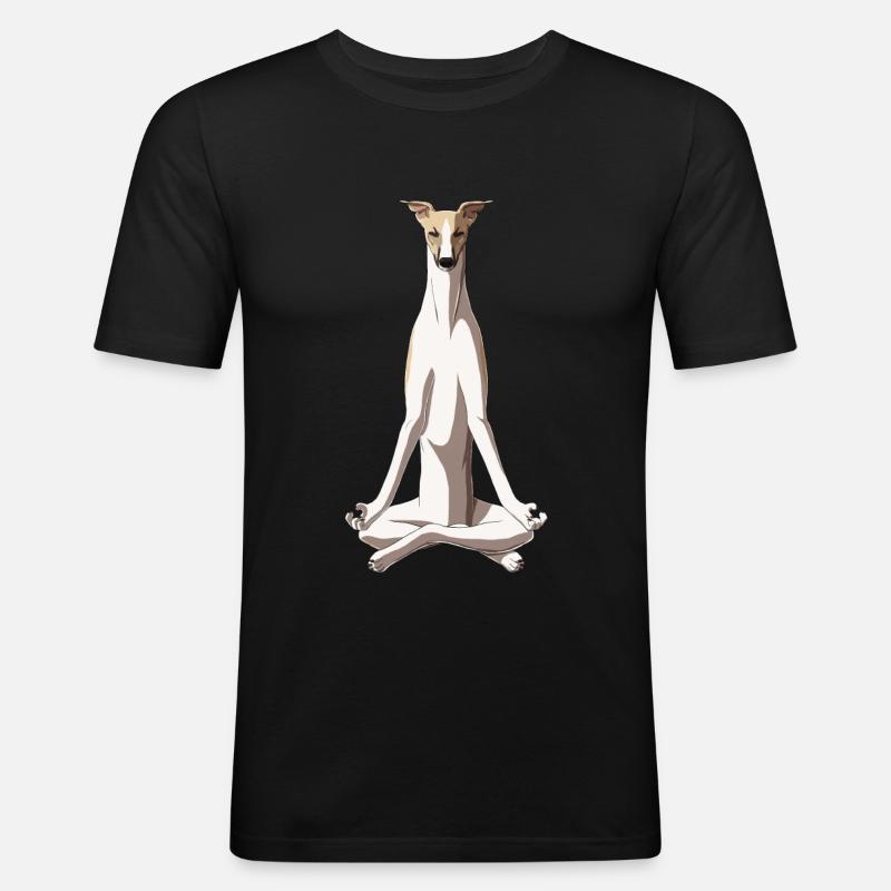 Meditierender Whippet Hund - Männer Slim Fit T-Shirt - Schwarz