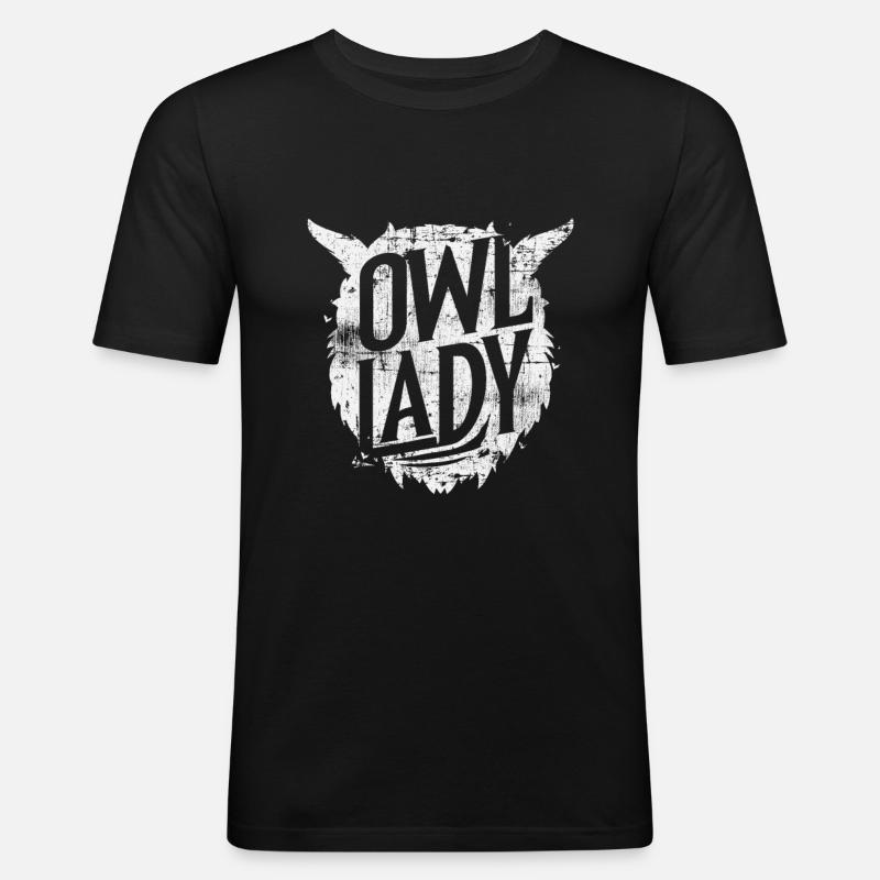 Eule - Männer Slim Fit T-Shirt - Schwarz
