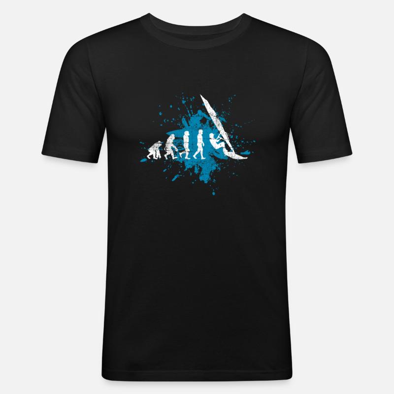 Windsurfen Surfer Evolution - Männer Slim Fit T-Shirt - Schwarz