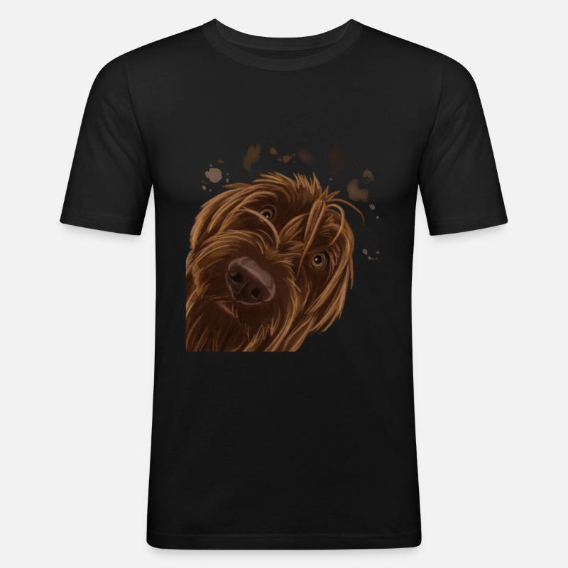 Neugieriger Wirehaired Pointing Griffon Hund - Männer Slim Fit T-Shirt - Schwarz