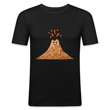 Cool volcan design - T-shirt près du corps Homme - noir - Devant - Nik (191cm)