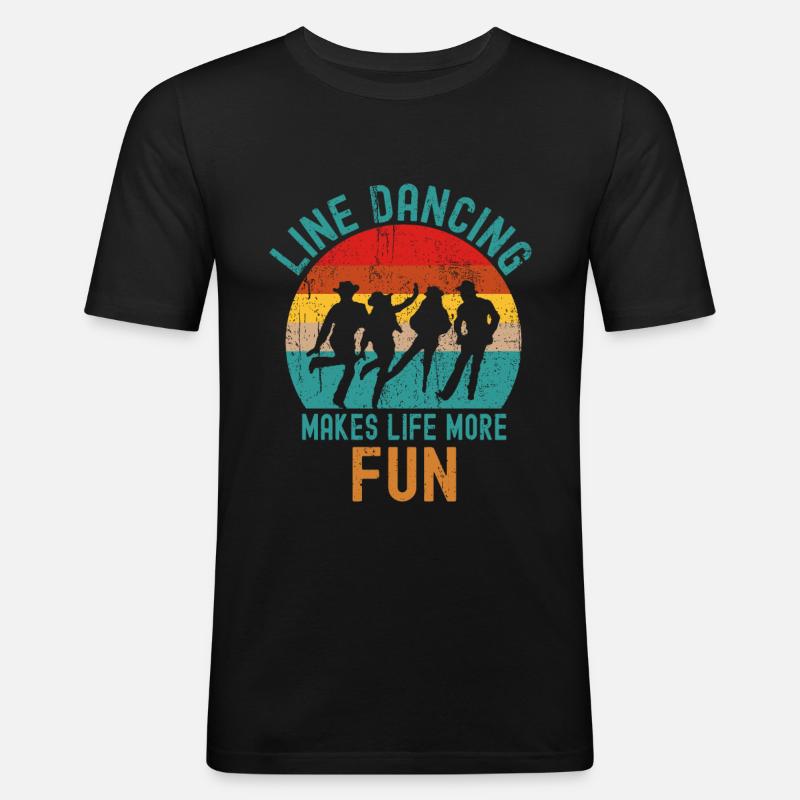 Line Dancing - Männer Slim Fit T-Shirt - Schwarz