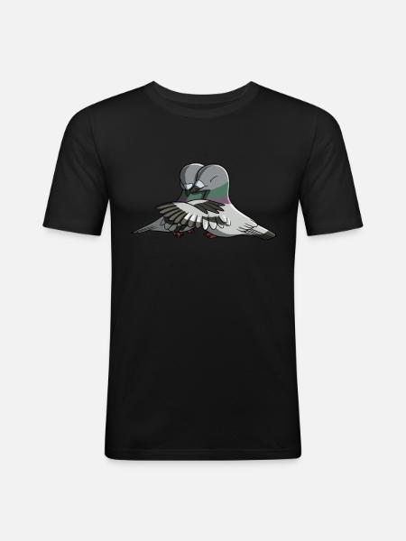 Hugging Birds Pigeon - Men's Slim Fit T-Shirt - black