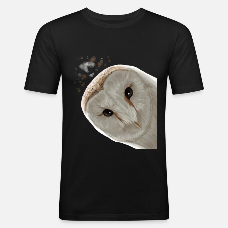 Vogel Eule - Männer Slim Fit T-Shirt - Schwarz
