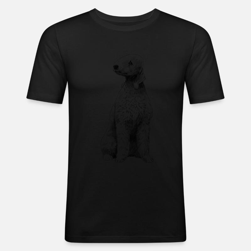 Sitzinder Hund Bedlington Terrier - Männer Slim Fit T-Shirt - Schwarz