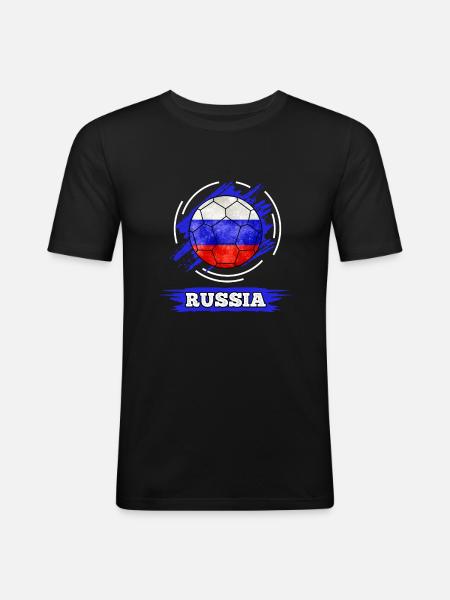 Soccer country flag Russia - Men's Slim Fit T-Shirt - black