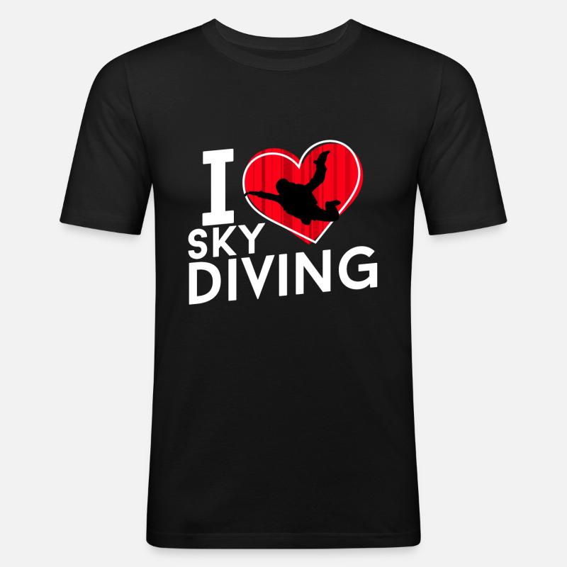 I love Sky Diving - Männer Slim Fit T-Shirt - Schwarz