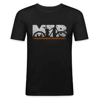 Cooles MTB Mountainbike Mountain Bike Downhill - Männer Slim Fit T-Shirt - Schwarz - Vorne - Nik (191cm)