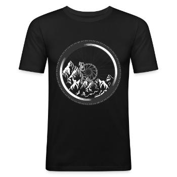 Mountainbike MTB Fahrrad Reifen Downhill Biker - Männer Slim Fit T-Shirt - Schwarz - Vorne - Nik (191cm)
