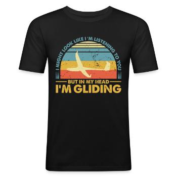 Glider Glider Vintage Glider Retro - Men's Slim Fit T-Shirt - black - Front - Nik (191cm)