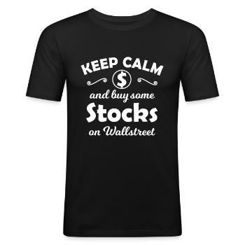 Bourse et Wall Street - T-shirt près du corps Homme - noir - Devant - Nik (191cm)