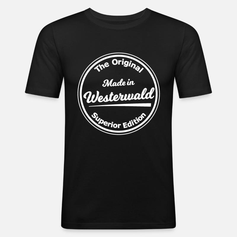 Daheim im Westerwald - Männer Slim Fit T-Shirt - Schwarz