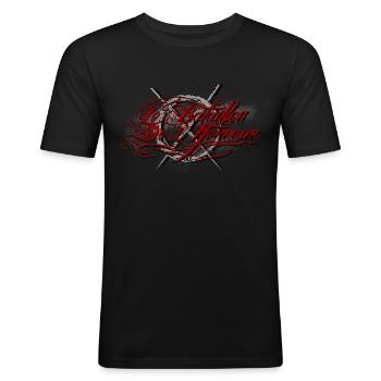 Logo Bataillon de l'Horreur - T-shirt près du corps Homme - noir - Devant - Nik (191cm)