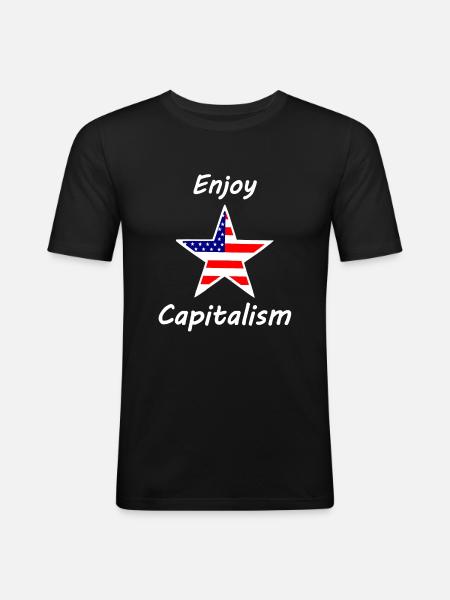 Enjoy capitalism - Men's Slim Fit T-Shirt - black