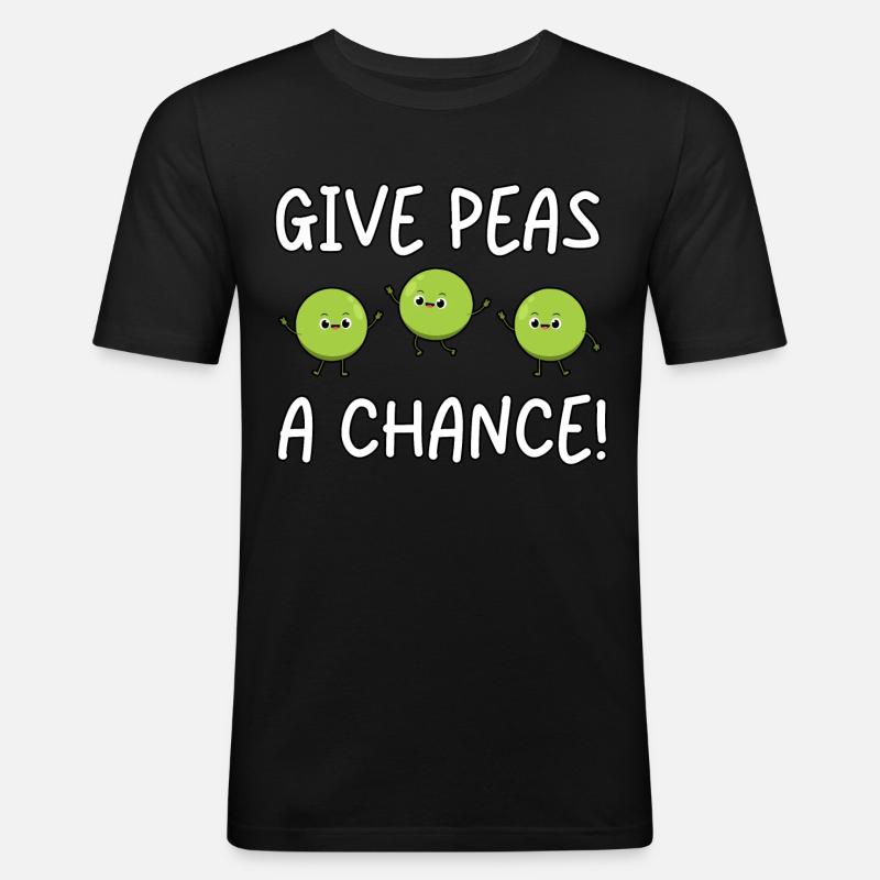 Give Peas a Chance - Männer Slim Fit T-Shirt - Schwarz