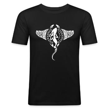 Manatarochen Hai Mandala Taucher Manta Rochen - Männer Slim Fit T-Shirt - Schwarz - Vorne - Nik (191cm)